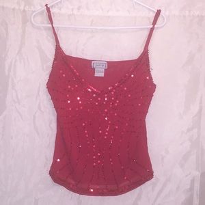 BEAUTIFUL beaded strappy tank-bright red size M